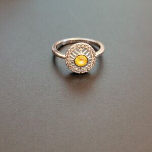 Vintage Sterling Silver Ring Yellow Citrine Gemstone
